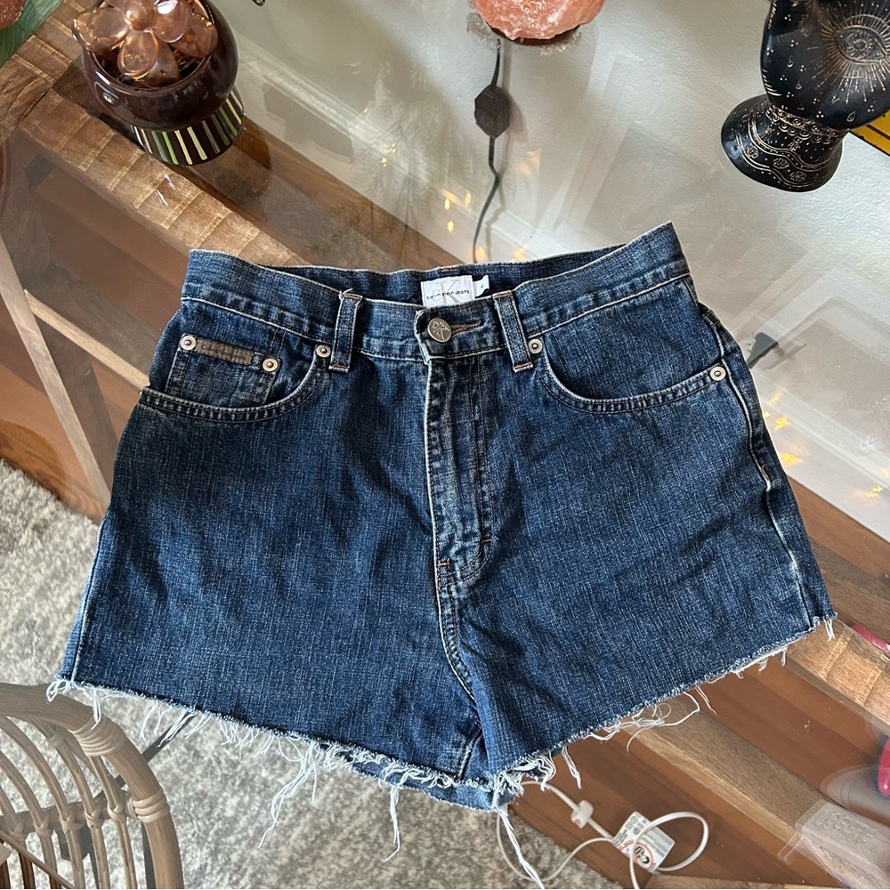 Calvin Klein Dark Wash Cut Off Jean Shorts